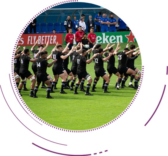 Rugby team performing haka dance