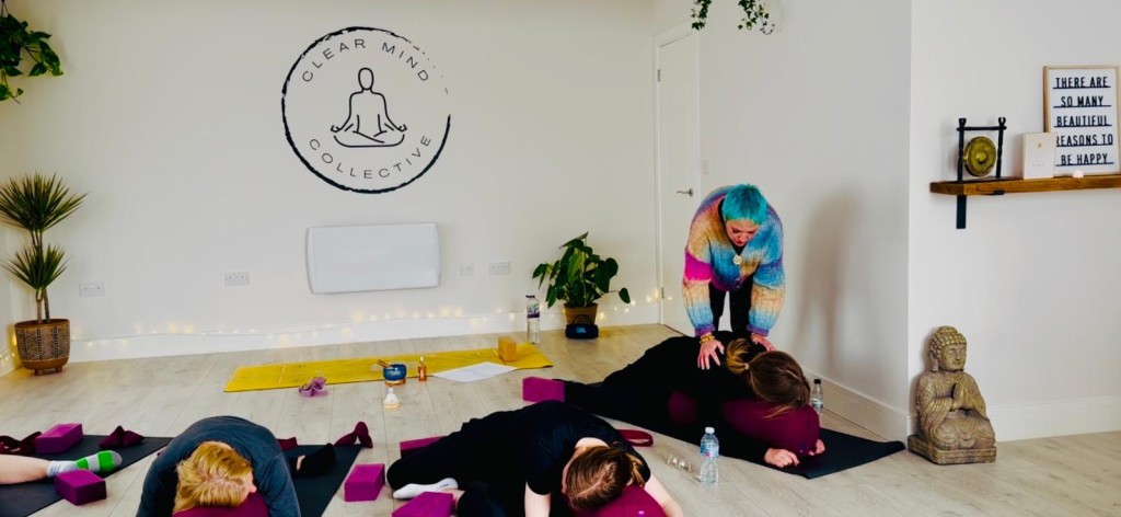 Wellness session with participants lying
